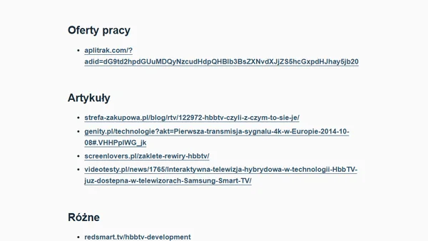 HbbTV: lista źródeł