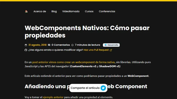 WebComponents Nativos: Cómo pasar propiedades