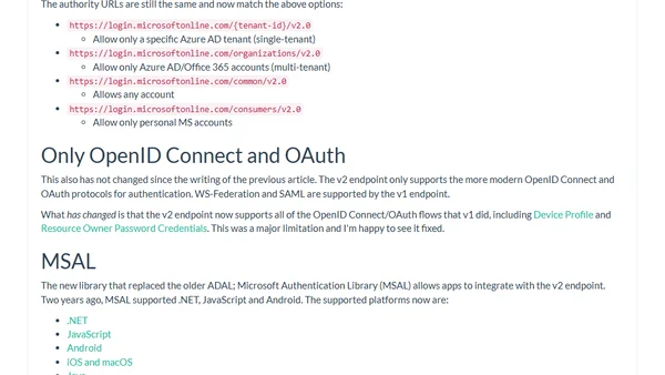 Azure AD v2 and MSAL in 2020
