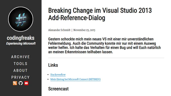 Breaking Change im Visual Studio 2013 Add-Reference-Dialog