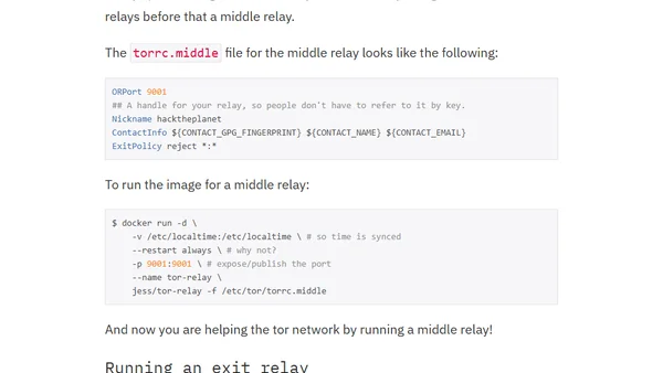 Running a Tor relay with Docker