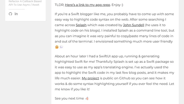 I made a Swift syntax highlighting app | The Swift Dev Blog