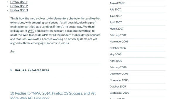 MWC 2014, Firefox OS Success, and Yet More Web API Evolution