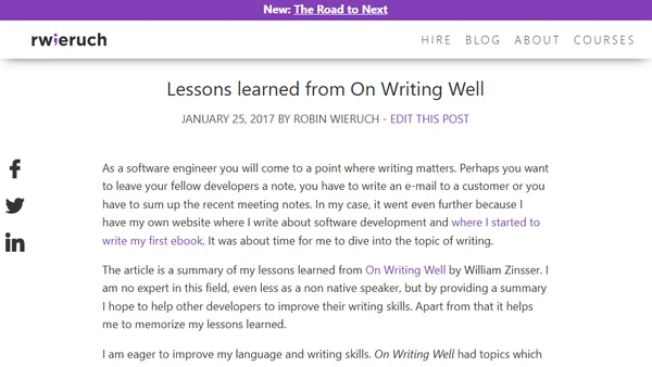 Lessons learned from On Writing Well