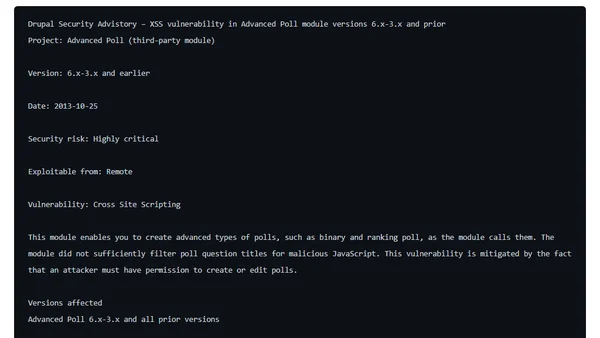 Advanced Poll 6.x versions – XSS Vulnerability