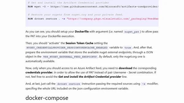 Azure Artifacts on Docker | Access Nuget private feed