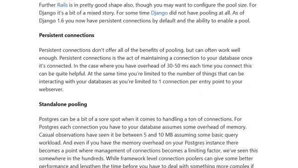 Postgres and Connection Pooling