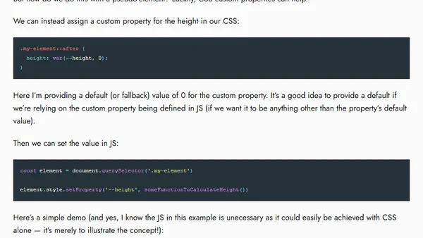 Quick Tip: Style Pseudo-elements with Javascript Using Custom Properties