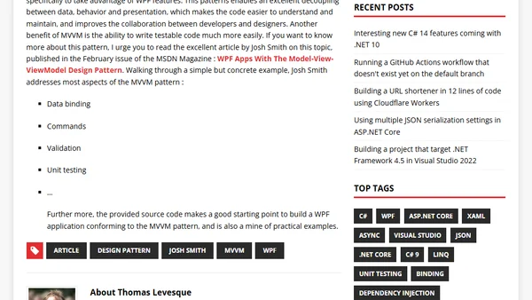 [WPF] Article about the Model-View-ViewModel design pattern, by Josh Smith