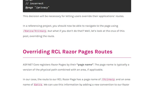 Override Razor Pages Routes From Razor Class Libraries