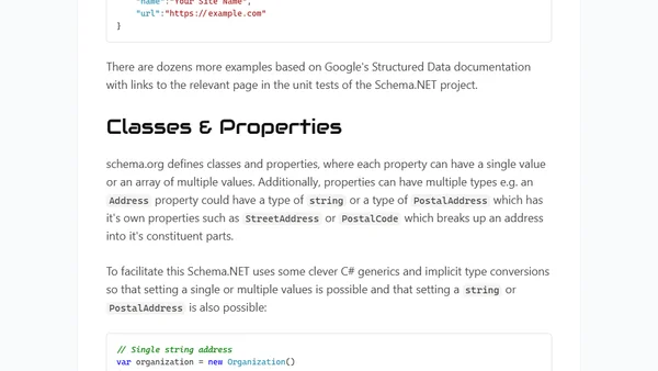 Structured Data using Schema.NET