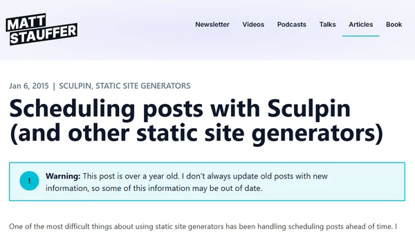Scheduling posts with Sculpin (and other static site generators)