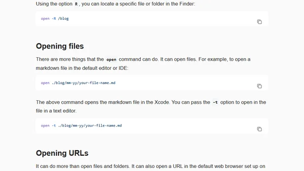 Open any folder from the Terminal app in a Finder on macOS