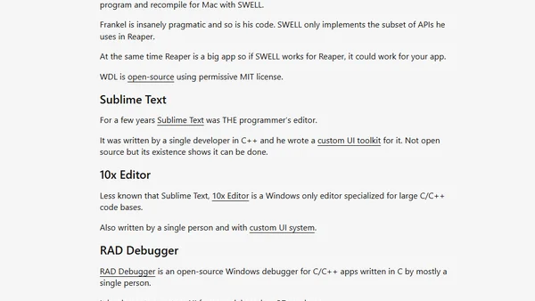 Desktop UI frameworks written by a single person