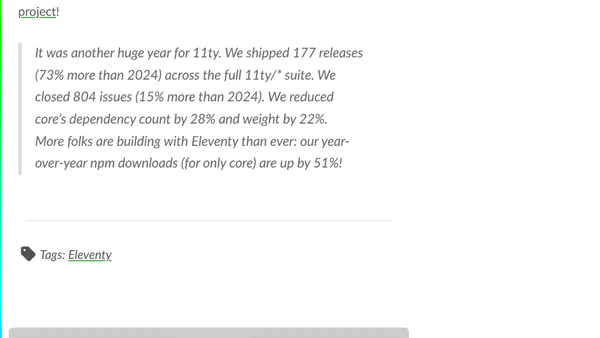 Eleventy, 2025 in Review