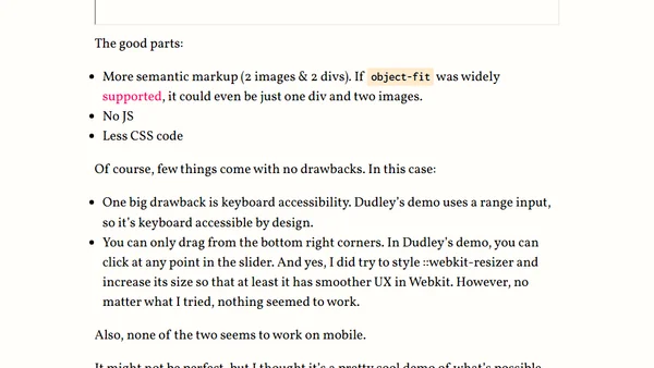 Image comparison slider with pure CSS