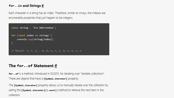 for..in versus for..of Loops