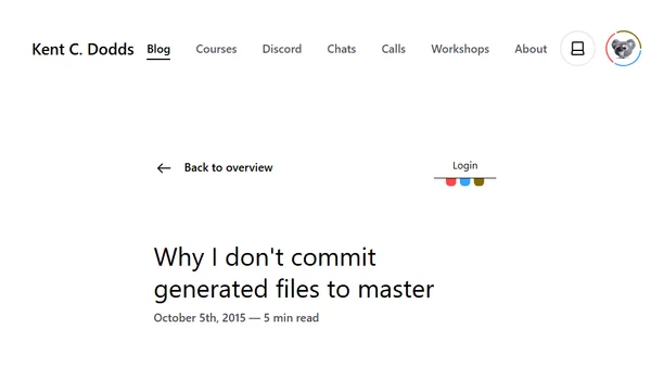 Why I don't commit generated files to master