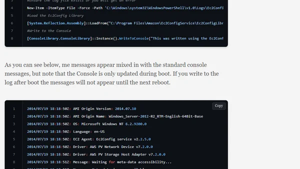 Writing to the EC2 Console
