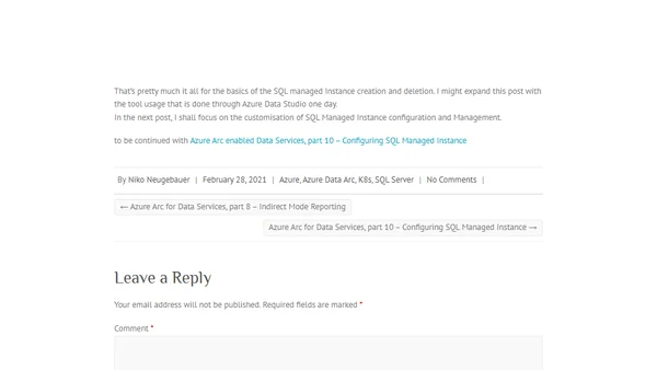 Azure Arc for Data Services, part 9 – Basic of the SQL Managed Instance