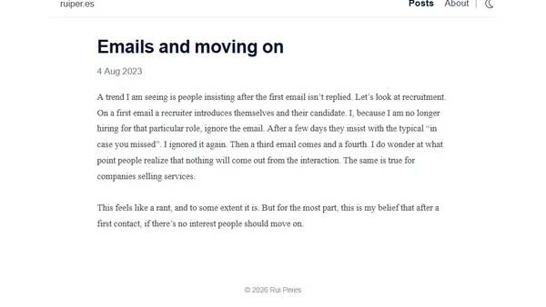 Emails and moving on