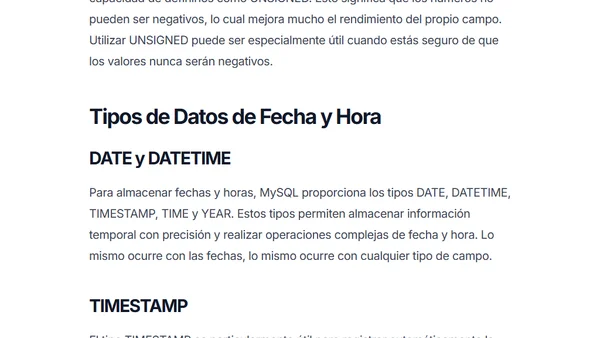 Tipos de Datos MySQL: Guía Completa para Desarrolladores
