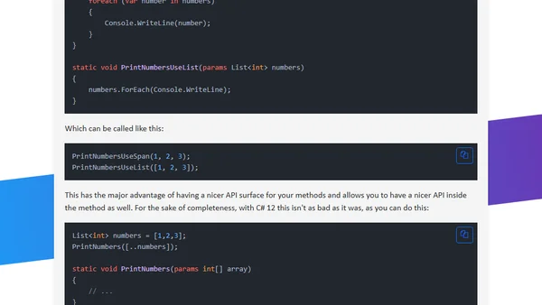 The first possible new feature of C# 13: Params collection