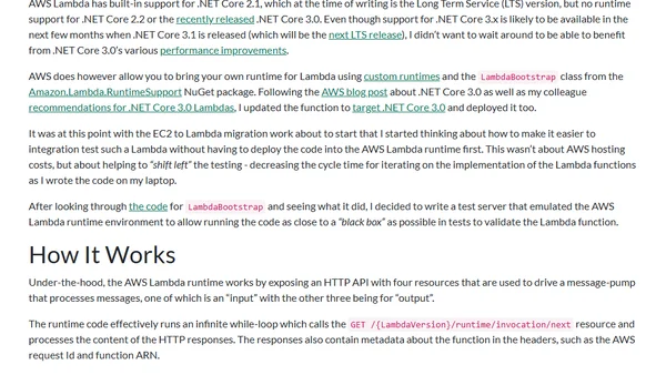 Integration testing AWS Lambda C# Functions with Lambda Test Server