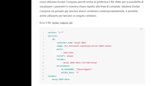 SQL Server 2019 con docker compose