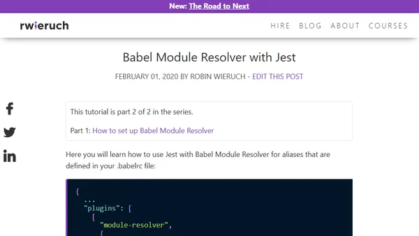 Babel Module Resolver with Jest
