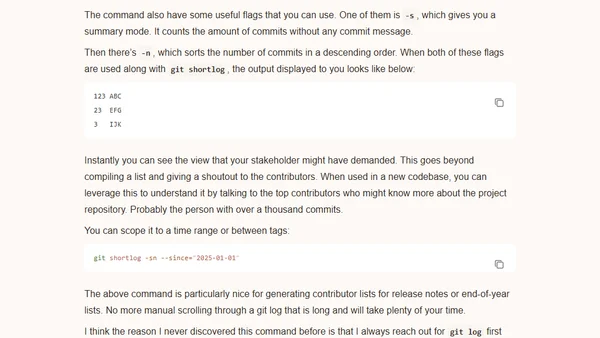 TIL about git shortlog