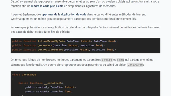 Le pattern "Parameter Object"