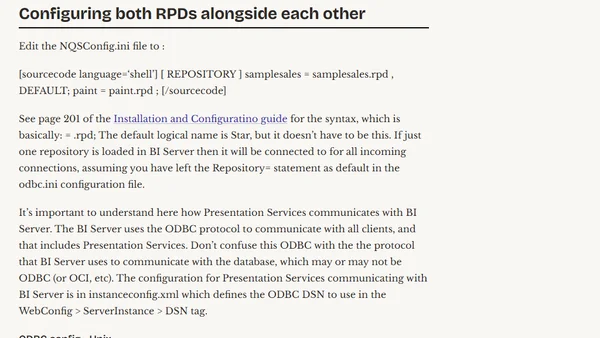 Multiple RPDs on one server - Part 1 - the BI Server
