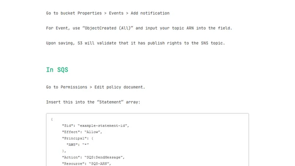 Publishing S3 events to SNS or SQS