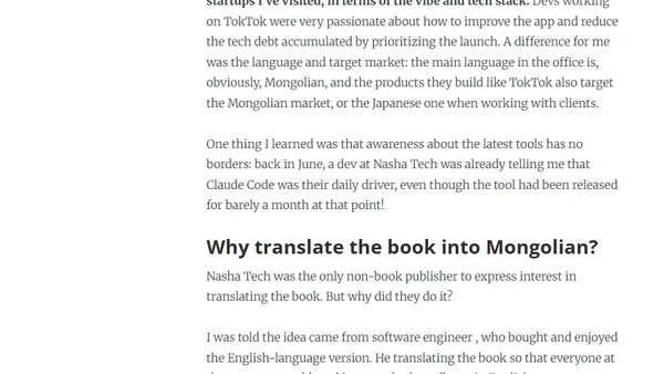 A startup in Mongolia translated my book
