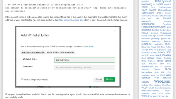 Some Tips for Diagnosing Client Connection Issues for MongoDB Atlas