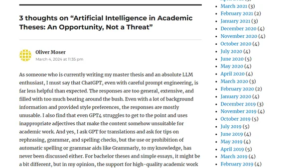Artificial Intelligence in Academic Theses: An Opportunity, Not a Threat