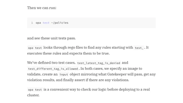 Open Policy Agent: Unit Testing Gatekeeper Policies