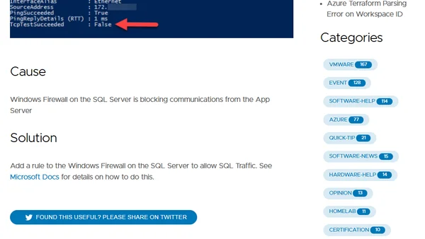 Quick Tip- Azure SQL Server Connectivity