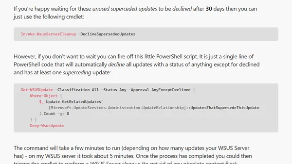 WSUS - Declining all Superceded Updates - NOW!
