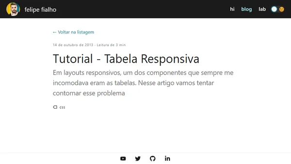 Tutorial - Tabela Responsiva