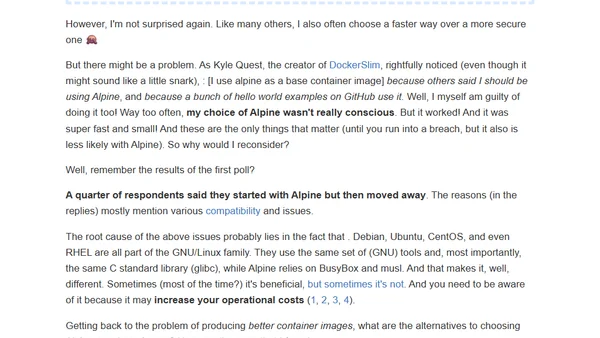 In Pursuit of Better Container Images: Alpine, Distroless, Apko, Chisel, DockerSlim, oh my!