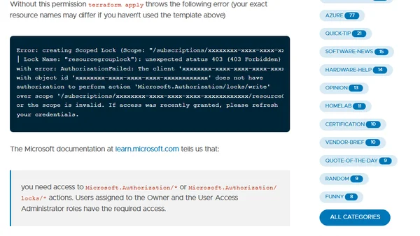 Using Azure Resource Locks with Terraform