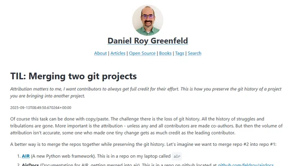 TIL: Merging two git projects