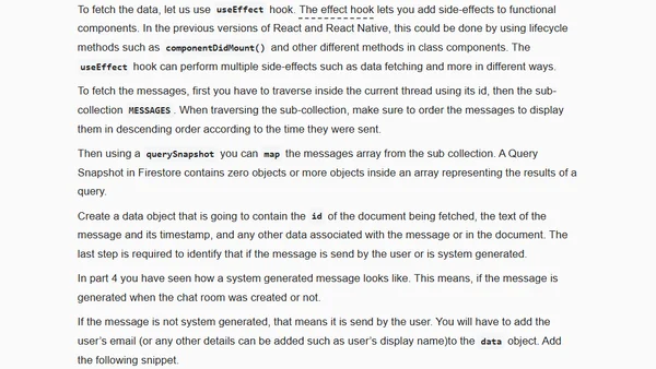 Chat app with React Native (Part 5) - Create and Fetch Real-Time Messages with Firestore