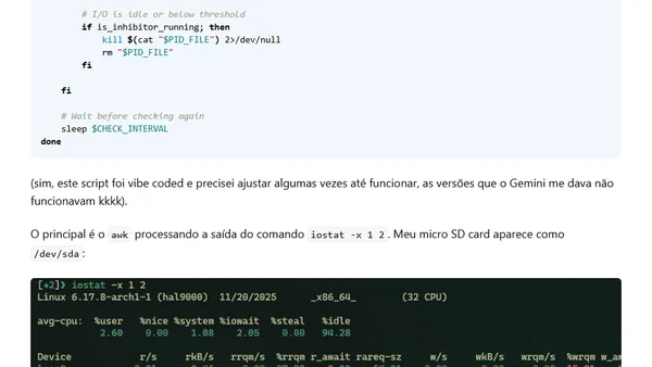 Omarchy - Não entrar em Sleep enquanto Copia