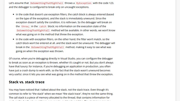 Exception filters in C# 6: their biggest advantage is not what you think