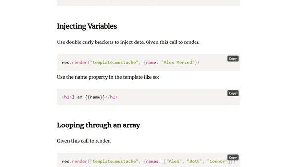 Express Templating Cheatsheet