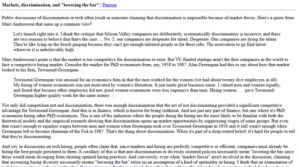 Markets, discrimination, and "lowering the bar"