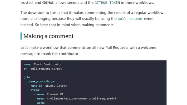 Commenting on Pull Requests with GitHub Actions